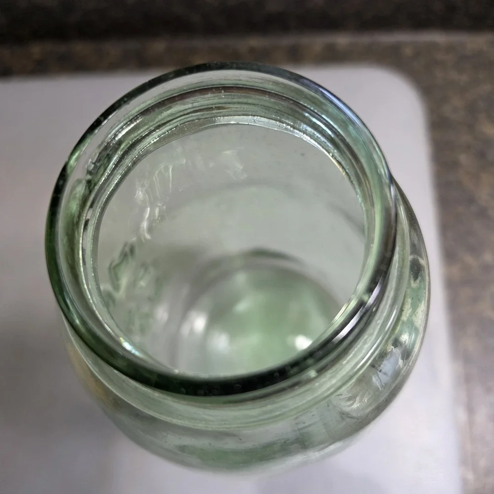 Mason's Patent Nov. 30th 1858 Light Green Fruit Jam Jar With Ball Lid 9.25